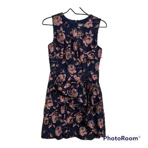 Vince Camuto Navy Floral Print Fit and Flare Dress Size 2 Brand New